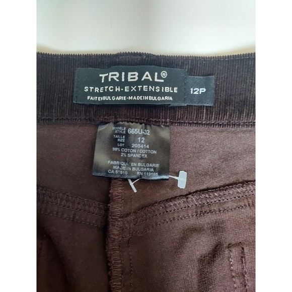 NWOT Ladies Tribal Stretch-Extensible Brown Corduroy Straight Mid-Rise Pants 12P - Picture 3 of 10